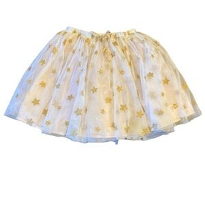 Popatu lined (light pink) taffata skirt. White, gold stars.  Size 6X/7.